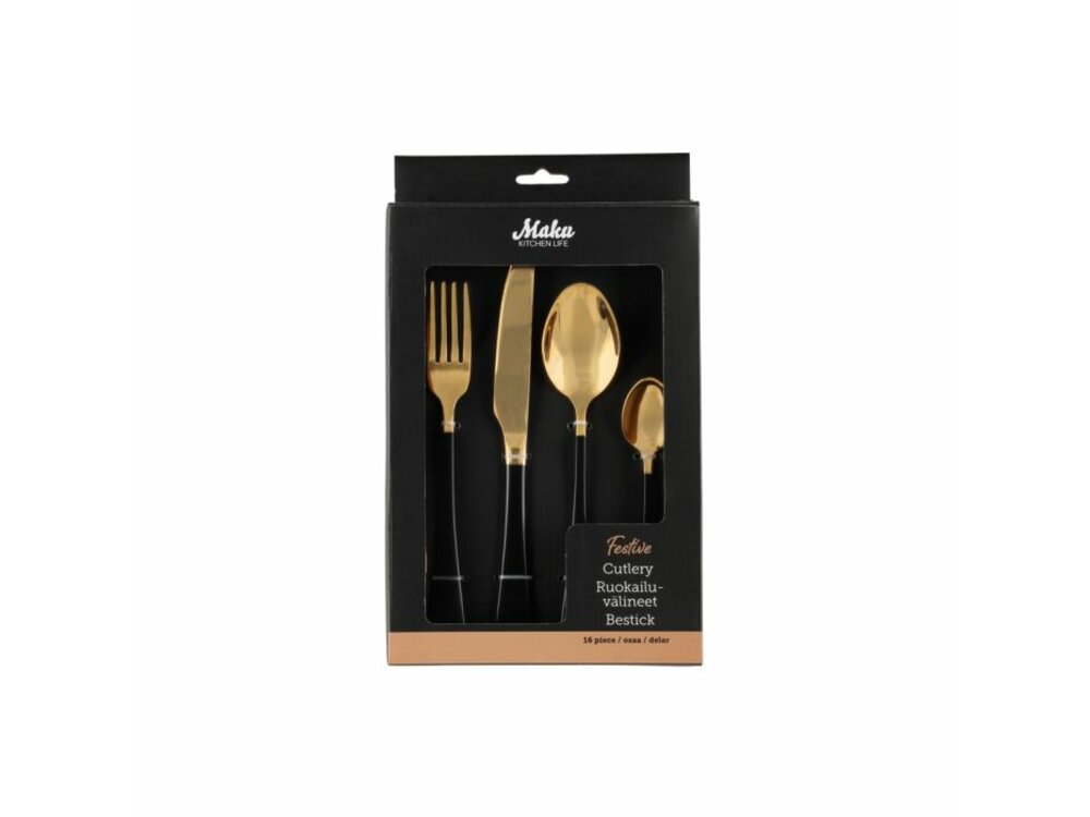 MAKU Cutlery gold/black, 16 pcs