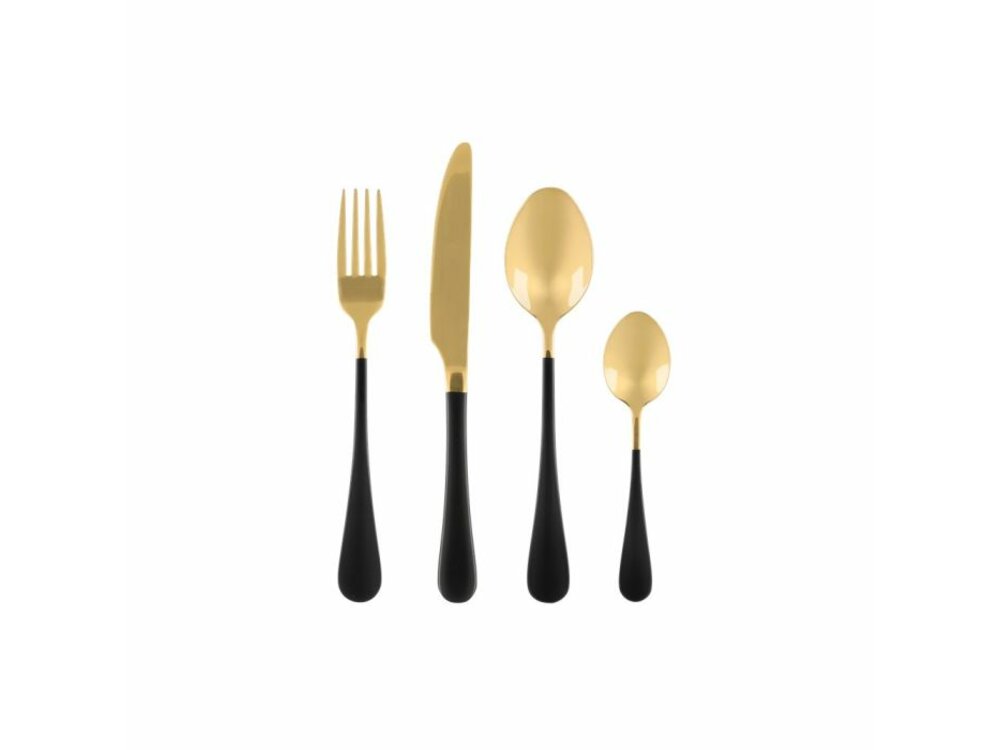 MAKU Cutlery gold/black, 16 pcs