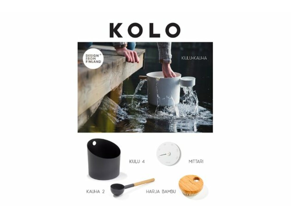 Sauna bucket, ladle, thermometer brand KOLO